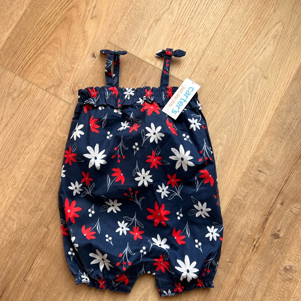 NWT Carter's Navy and Red Floral Romper